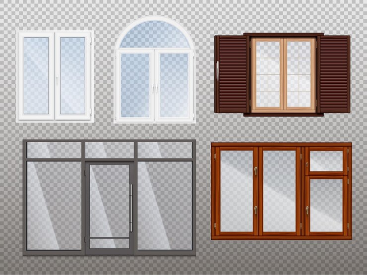 windows realistic transparent icon set with different styles colors wooden plastic vector illustration 1284 73290